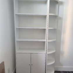 🔥 MODERN WHITE SHELVING UNIT + CURVED SIDE SHELF – STYLISH & FUNCTIONAL 🔥
