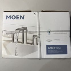 MOEN Genta 8 in. Widespread Double Handle Bathroom Faucet with Drain Kit Included in Chrome