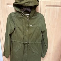 Girls Size 13/14 Hooded Coat Jacket Green