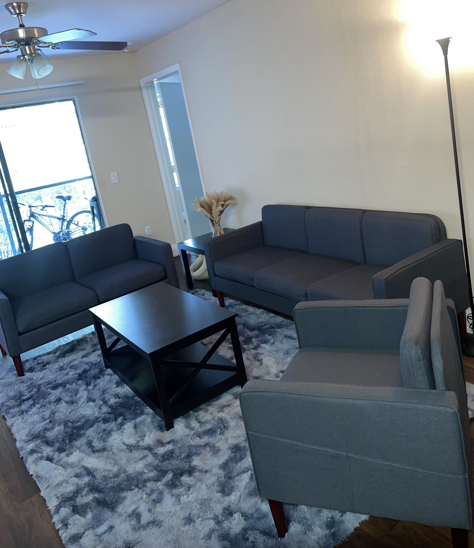 3 Pcs Couch Set for Living Room with Storage Pockets