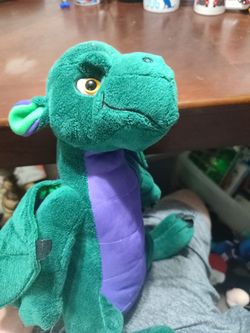 Vintage Nanco Animaland Green & Purple Dragon Plush 17" Matte Version