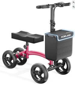 Foldable Steerable Knee Walker with Dual Brakes System 