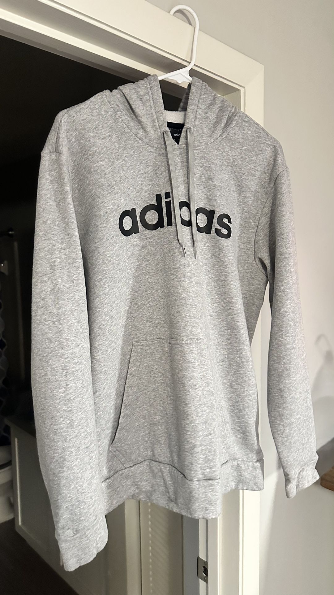 Gray Adidas Hoodie – Comfortable & Stylish, Size Large