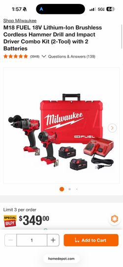 Milwaukee impact driver/ hammer drill with batteries
