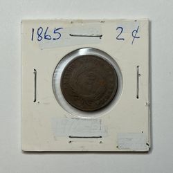1865 Civil War Era 2₵ Piece Coin
