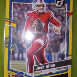 2023 Donruss Josh Allen Yellow Press Proof Card 