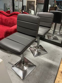 Two Modern Grey Barstools 
