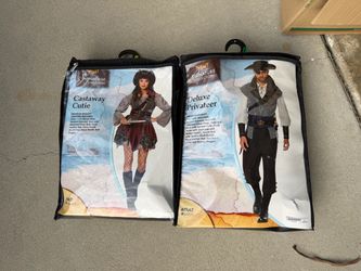 Used once his her halloween pirate custumes. Women Medium, mens large