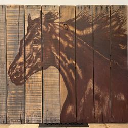 Original Acrylic On Reclaimed Wood Pallet Horse Painting