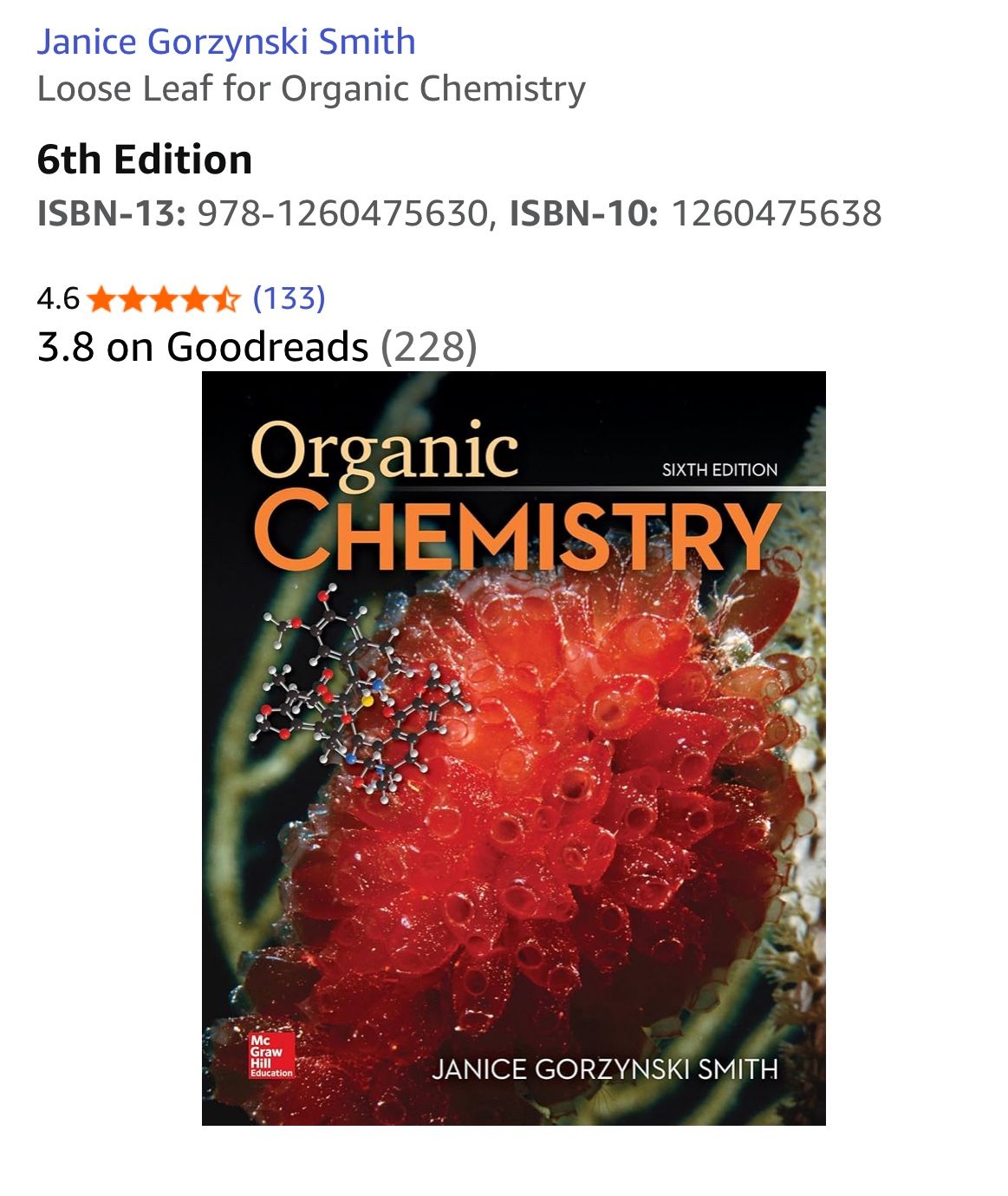 Organic chemistry 6th Edition Book 