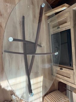 Living Spaces Oval Glass Coffee Table — $175 OBO