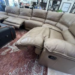 Sectional Recliner Leather Couch Creme Sofa FREE DELIVERY