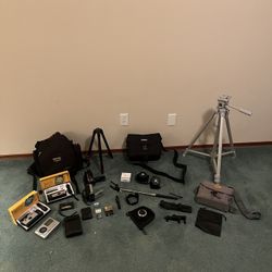 Photography Bundle + 2 Tripods + 3 Bags + 6 Cameras + 3 Lenses + Other random Equipment 