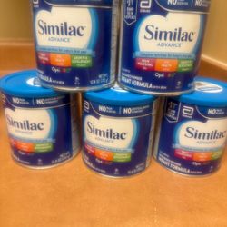 5 Similac Advance Infant Formula Powder Cans