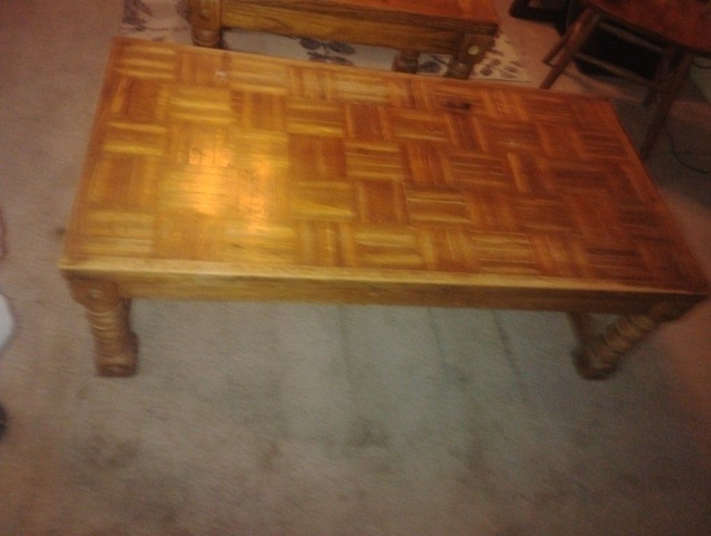 Wooden Coffee Table And End Tables