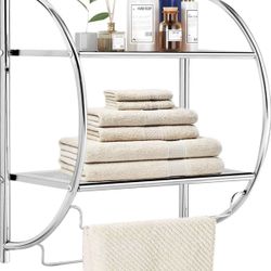 Wall Mount 2 Tier Bathroom Shelf , Chrome