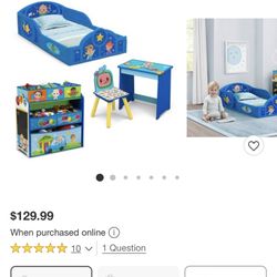 Cocomelon Bedset, Desk, Toy Organizer And Bed