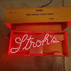 Stroh's Beer Neon Sign New Old Stock In Box