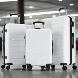 NEW Hardsided 3 Piece Luggage, 360 Spinner Suitcase W/ TSA Locks & Carry On !
