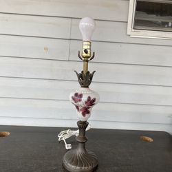 Vintage rare Leviton table lamp brass and white glass