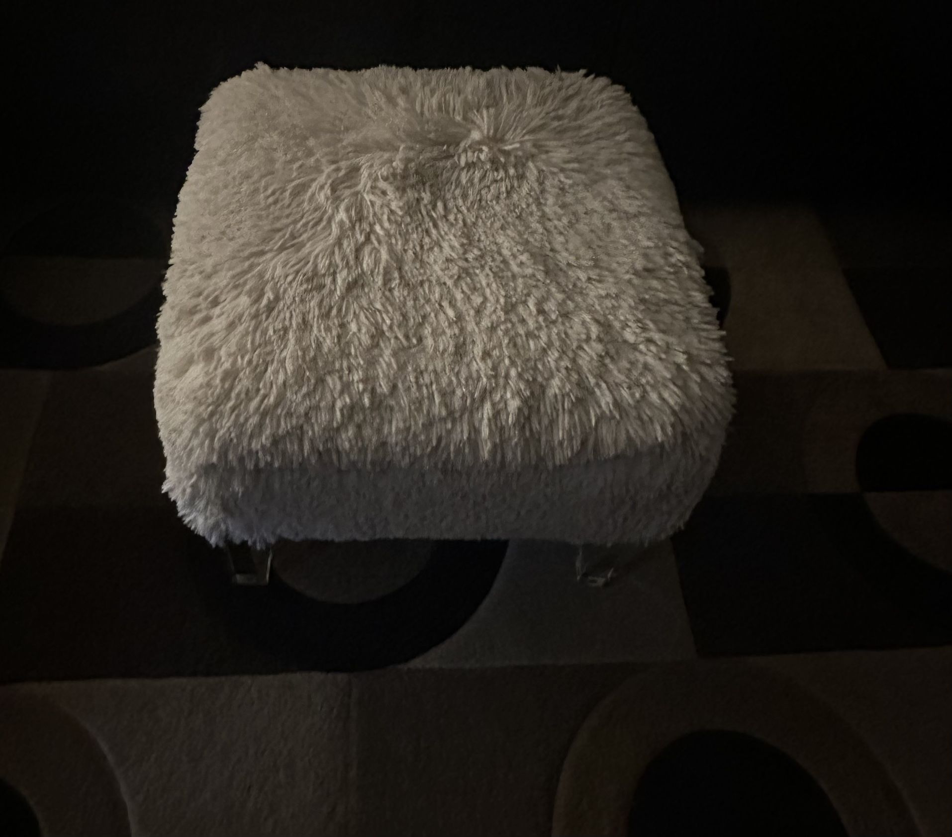Plush White Ottoman 