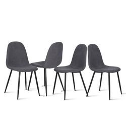 Homy Casa Charlton Modern Terry Fabric Dining Chair Set of 4, Grey,Open Box