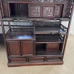 Solid Wood Asian Display Cabinet – Hand Carved