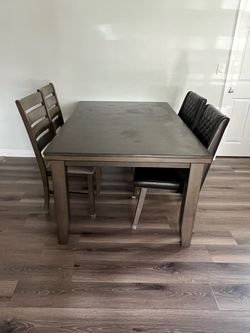 Dining Table Set with 4 Chairs Grey