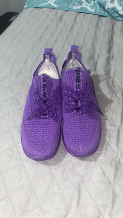  Wrezatro Women purple slip-on mesh running sneakers 