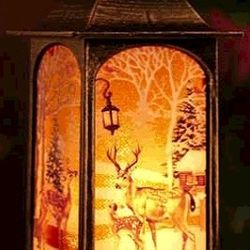 Lanterns, decorated with sparkling christmas snowball water , spin the snow pavilion