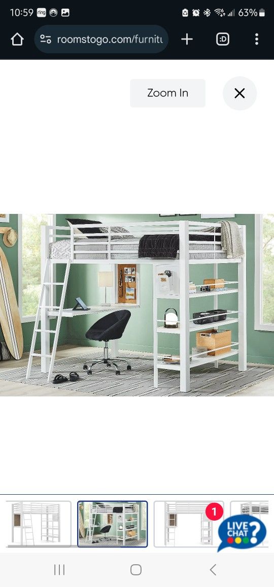 Loft Bed with Desk and Bookcase