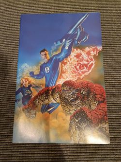 The product is a variant cover of Fantastic Four #12 by artist/writer Alex Ross, published by Marvel Comics. This comic book features the superhero te