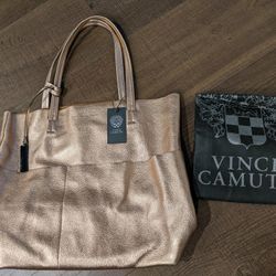 NEW Vince Camuto Leather Tote Bag in Rose Gold