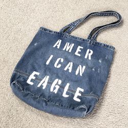 Americal Eagle Outfitters Distressed Blue Denim Tote Bag - Shoulder Beach Bag