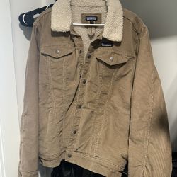 Patagonia Men’s Size L pile Trucker Jacket And Denim Chore Coat 