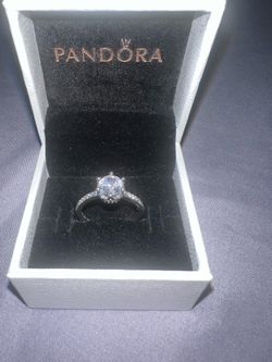 💎💍Pandora Clear Crown Solitaire Ring Size 7 w/ Box -💍💎