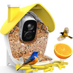 🔥 Smart Bird Feeder with Camera, 2K Detachable Video Bird Feeder Live with 32GB Card Fruit Fork, AI Identify Feather Species, Auto Record in Backyard