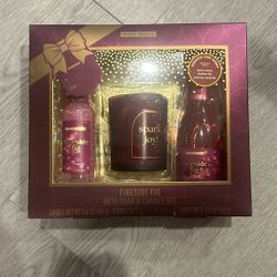 Scent Theory Fireside Fig Bath Soak and Candle Gift Set, 3 Piece