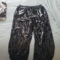 Black Sequined Joggers JLUX LABEL XL
