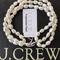 (NEW) WOMEN’S J.CREW FRESHWATER PEARL LAYERED BRACELET - SIZE: 7” 