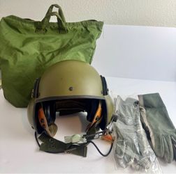Vietnam War Era 1971 Gentex SPH-4 Helicopter Pilot Flight Helmet XL w/Bag&Gloves