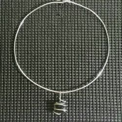 Silver Choker With Black  Floating Pendant 