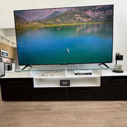 TV Stand w/ Glass Top – Gloss Finish (TV not included)