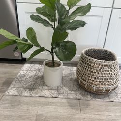 Artificial fiddle Fig And/or Honeycomb String Tied Banana Basket