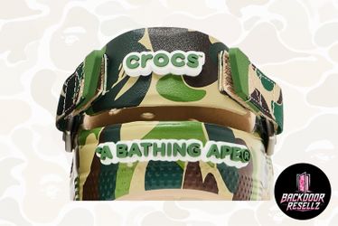 Brand new bape x crocs green camouflage