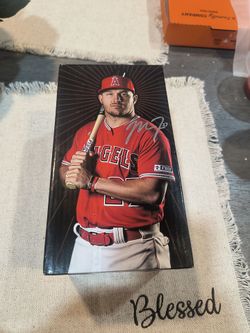 Mike Trout Angels Signed Photo Bobblehead Box