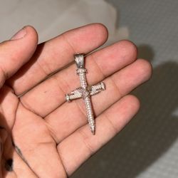 Iced Out Nail Cross Pendant 