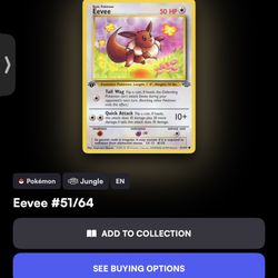 RARE MINT CONDITION Pokémon 1995 Eevee 51/64 PSA GRADE 10