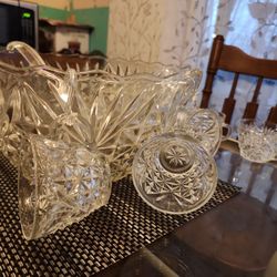 14 PC Punch Bowl Cut Glass