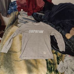 Reflective Supreme Logo Gray Long Sleeve (M)